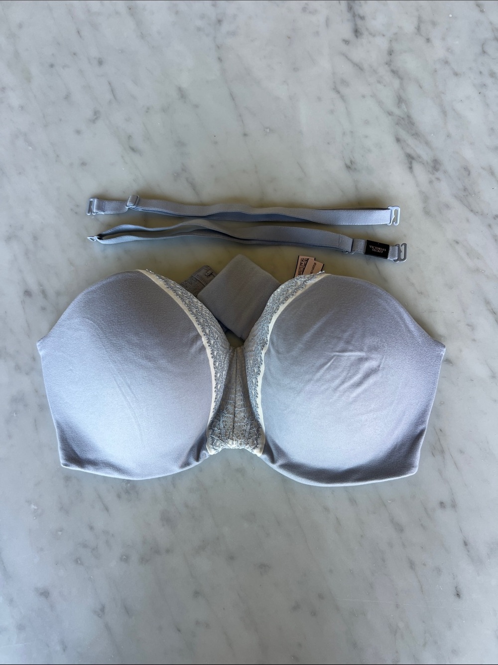 Victoria's Secret Strapless Molded Cup Bra in Light Gray